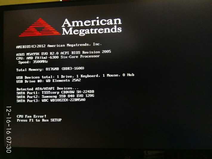 cpu fan error press f1 to run setup