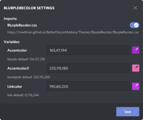 Theme Setting better discord Plugins